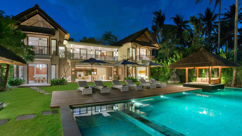 001 Seseh Beach Villa II The Villa Lit Up At Night - Island Events Co Bali