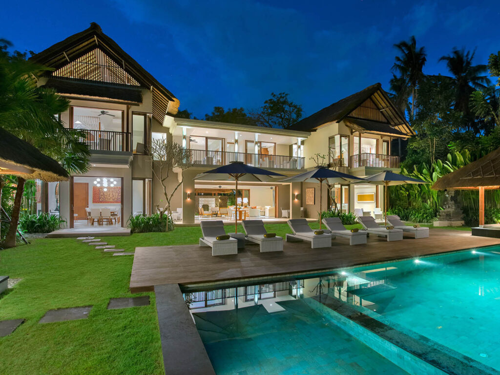 Seseh Beach Villa II The Villa Lit Up At Night Ota 8 - Island Events Co Bali