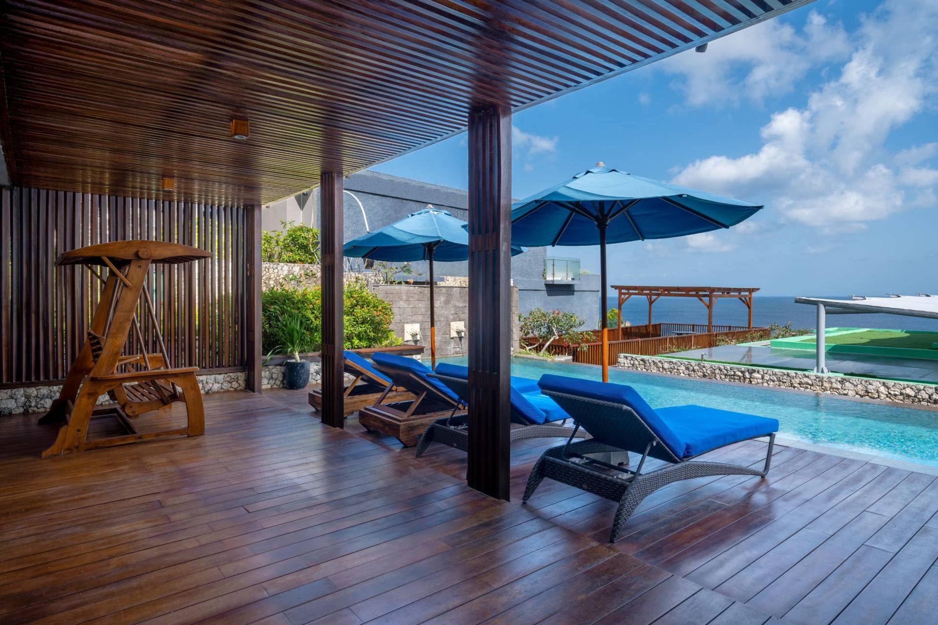 Anantara Uluwatu Bali Resort Guest Room Two Bedroom Ocean View Pool Villa Balcony With Swing - Island Events Co Bali