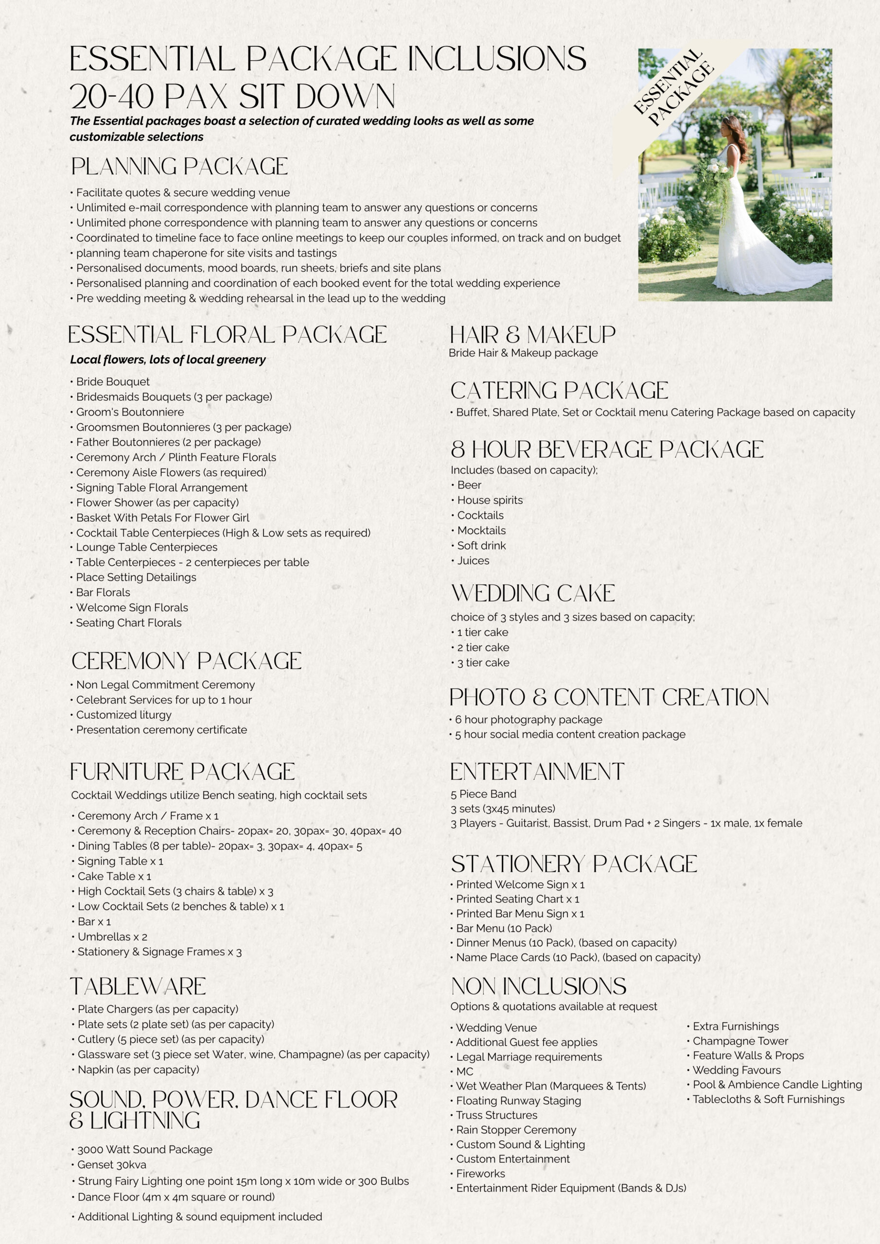 Package Inclusions 1 1 - Island Events Co Bali